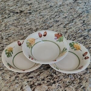 Royal Norfolk Leaf Design Soup/Cereal Bowls Set Of 3 RNF84 Acorn & Leaf Pattern